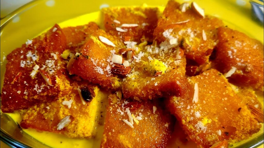 Traditional Double Ka Meetha in Hyderabad street food market