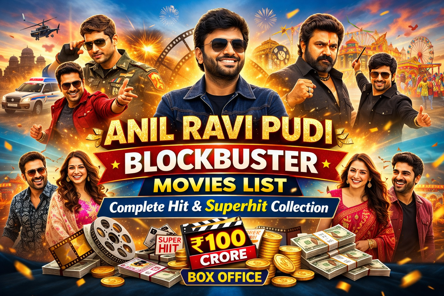 Anil Ravi Pudi Blockbuster Movies List featuring hit and superhit Telugu films
