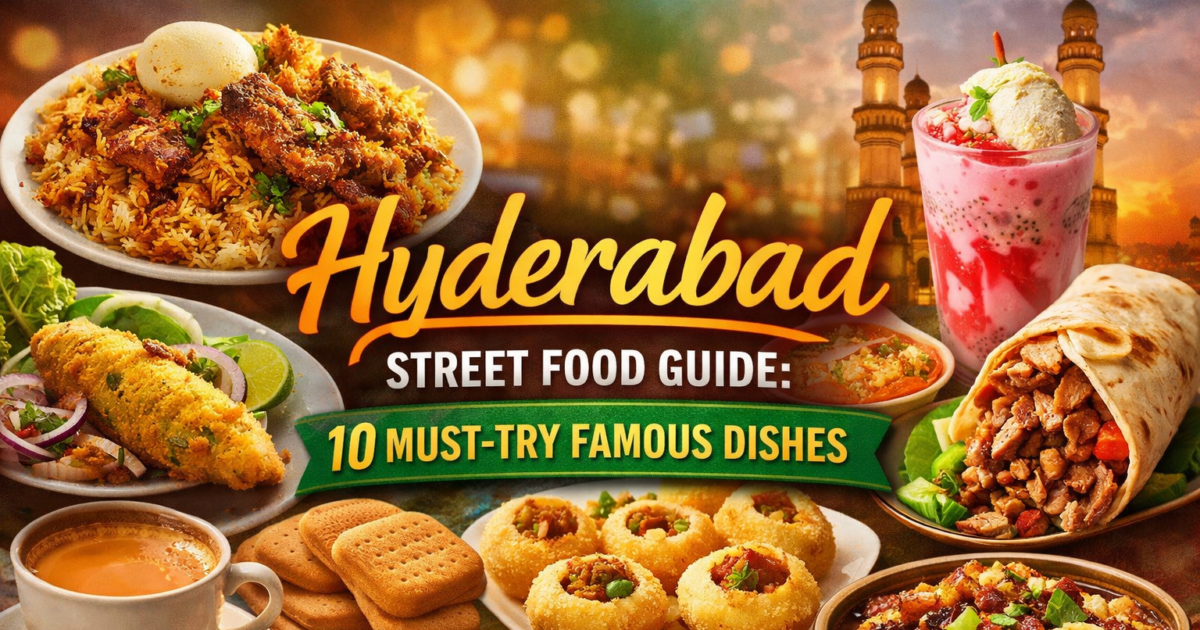 Hyderabad street food scene with popular snacks and local flavors