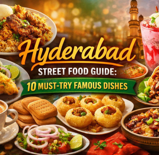 Hyderabad street food scene with popular snacks and local flavors