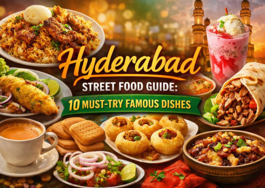 Hyderabad street food scene with popular snacks and local flavors