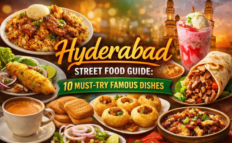 Hyderabad street food scene with popular snacks and local flavors