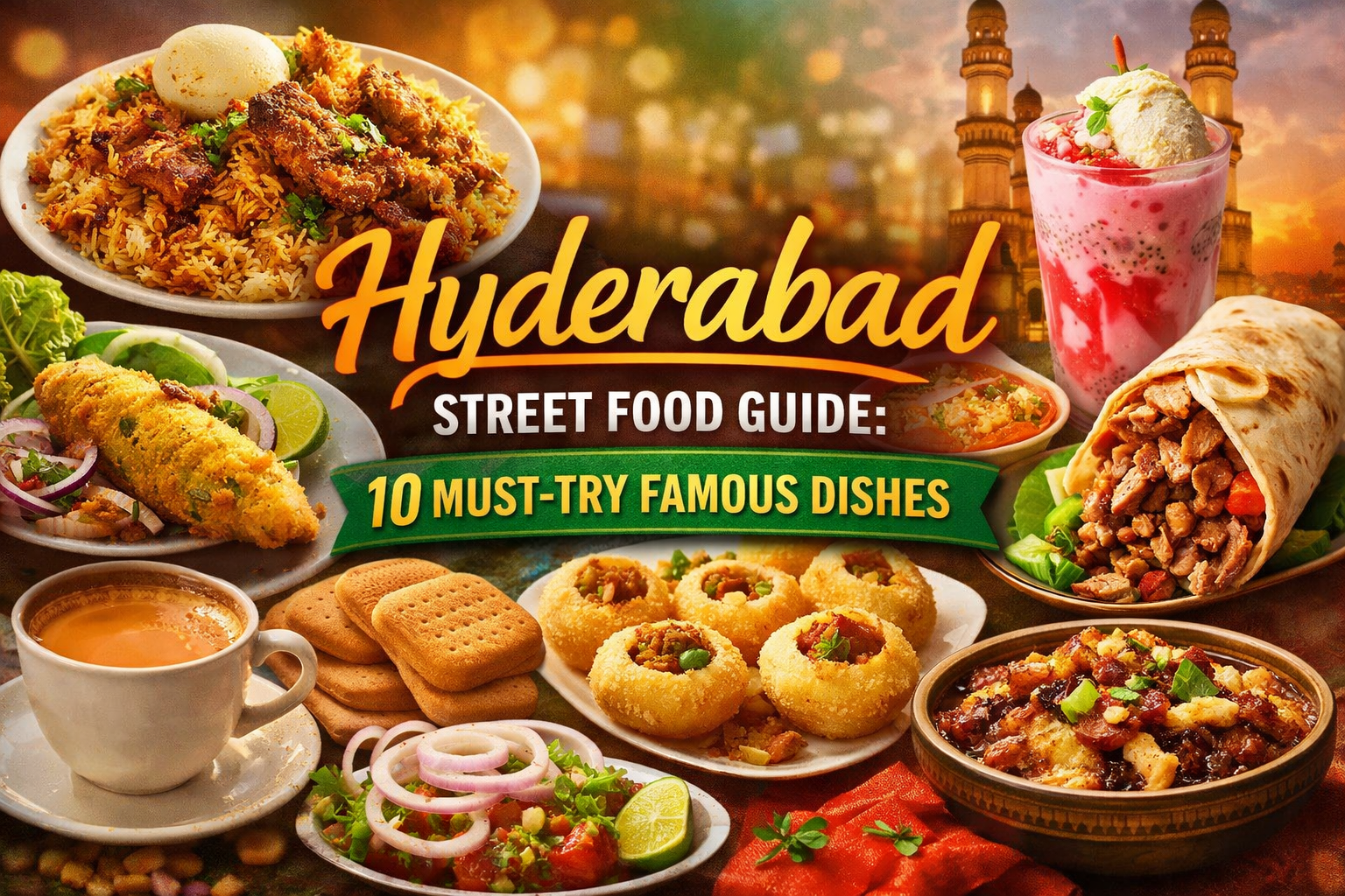 Hyderabad street food scene with popular snacks and local flavors
