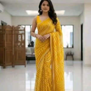 Women’s Soft Georgette Lace Work Saree – Casual Wearmuskan