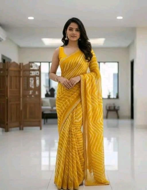 sareep1 Women’s Soft Georgette Lace Work Saree – Casual Wearmuskan